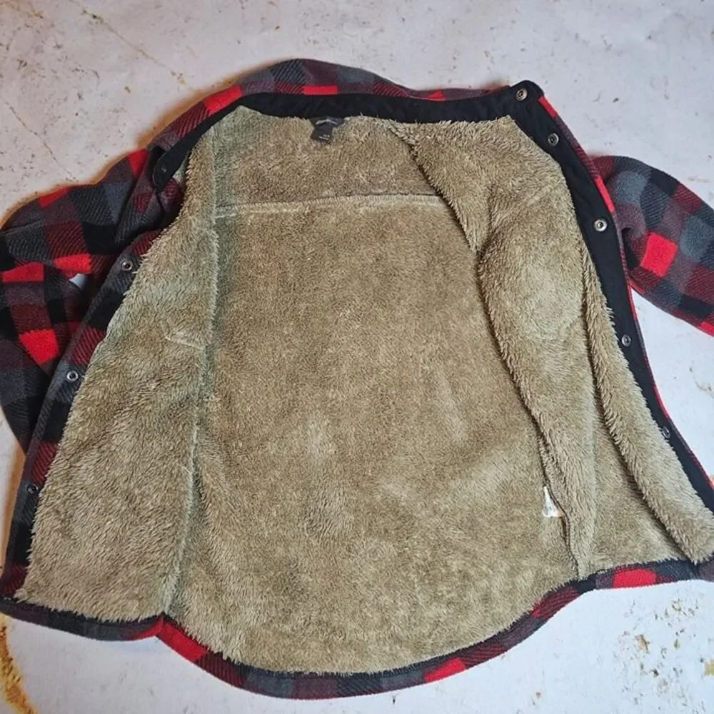 Eddie Bauer Kids Sherpa-Lined Plaid Jacket | Size 8 | Red & Black Buffalo Check